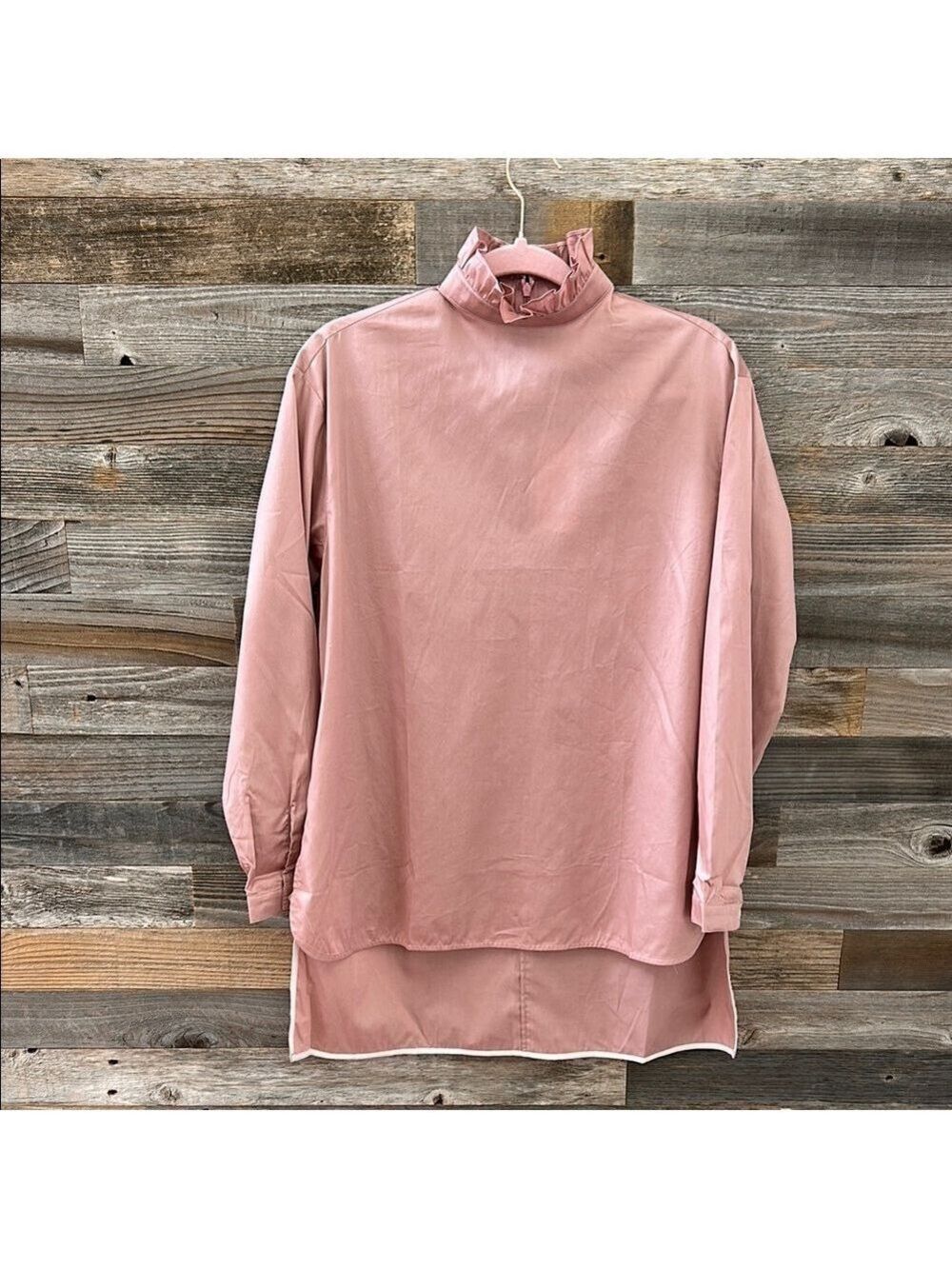 NWT Harshman Louise Tunic in Dusty Rose High Ruffle Neck Size XS